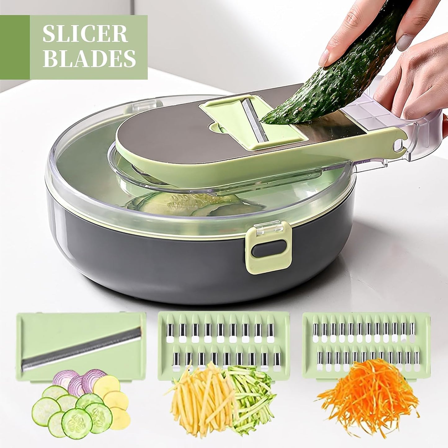 9 in 1 Multi-Functional Mandoline slicer AND vegetable chopper With Adjustable Blades