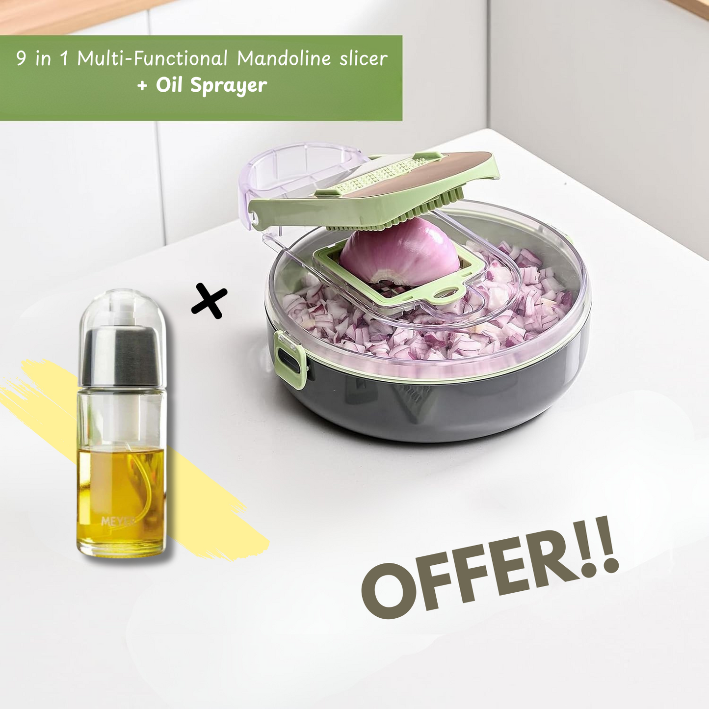 9 in 1 Multi-Functional Mandoline slicer AND vegetable chopper With Adjustable Blades
