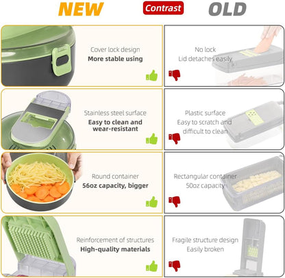 9 in 1 Multi-Functional Mandoline slicer AND vegetable chopper With Adjustable Blades
