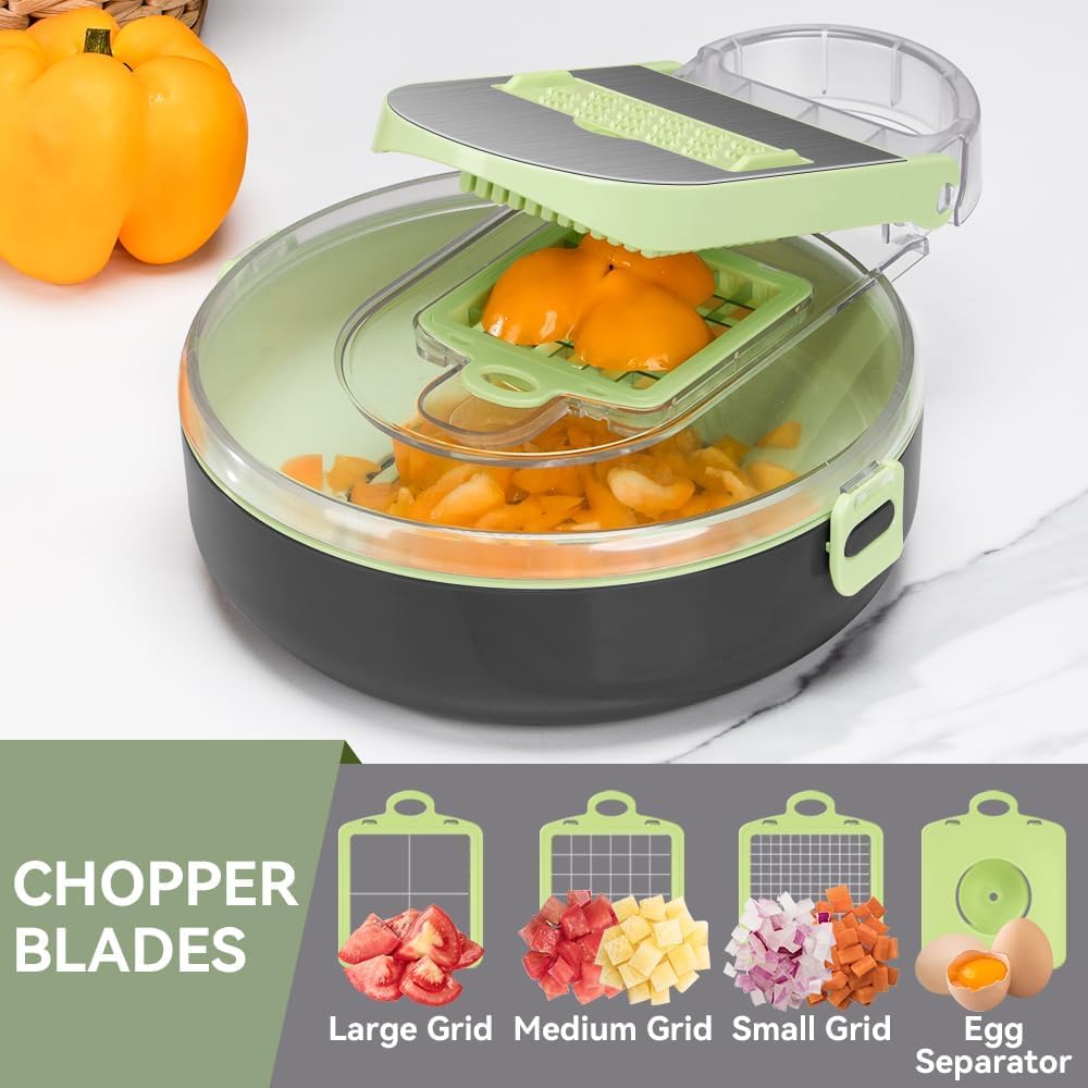 9 in 1 Multi-Functional Mandoline slicer AND vegetable chopper With Adjustable Blades