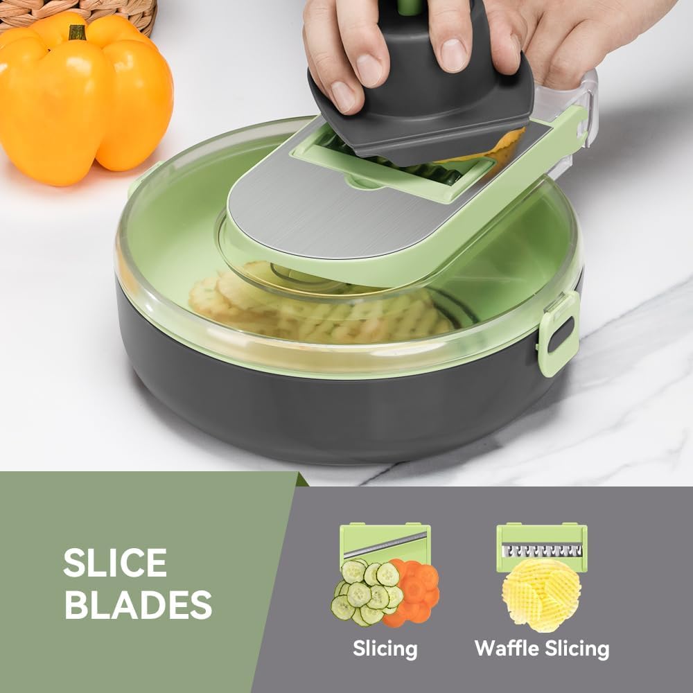 9 in 1 Multi-Functional Mandoline slicer AND vegetable chopper With Adjustable Blades