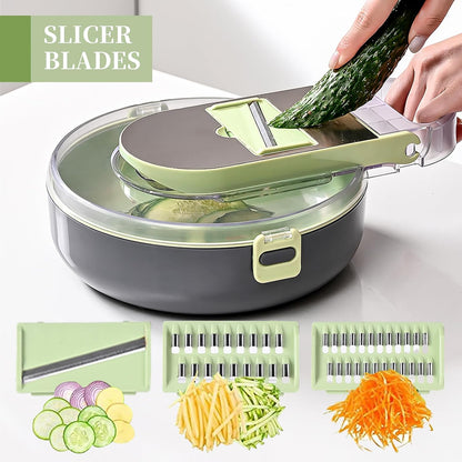 9 in 1 Multi-Functional Mandoline slicer AND vegetable chopper With Adjustable Blades
