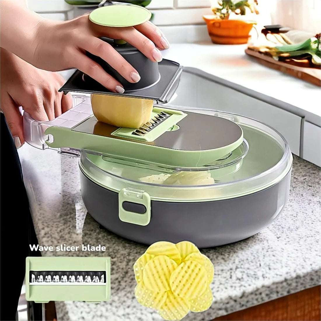 9 in 1 Multi-Functional Mandoline slicer AND vegetable chopper With Adjustable Blades