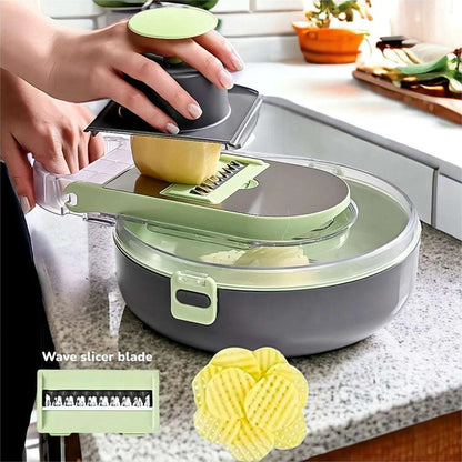 9 in 1 Multi-Functional Mandoline slicer AND vegetable chopper With Adjustable Blades