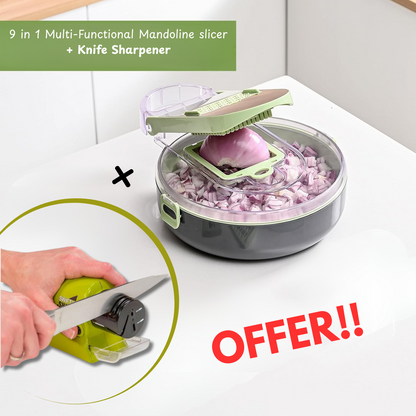9 in 1 Multi-Functional Mandoline slicer AND vegetable chopper With Adjustable Blades